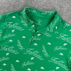 Fabletics Mens Polo Shirt XL All-Over Logo Print Short Sleeve Green